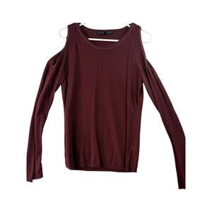 White House Black Market‎ Burgundy Peekaboo Shoulder Sweater – Size M